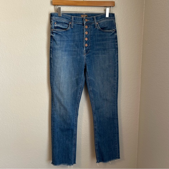 Mother Women’s The Pixie Dazzler Ankle Fray Jeans in Beginners Luck, Size 29 - Picture 2 of 15